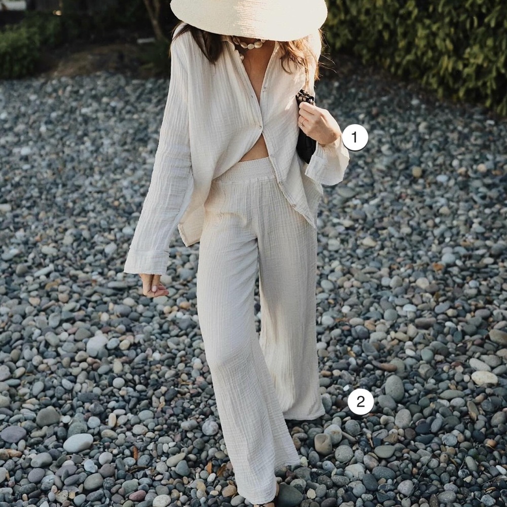 Michael Stars White Susie Gauze Pant, NWT